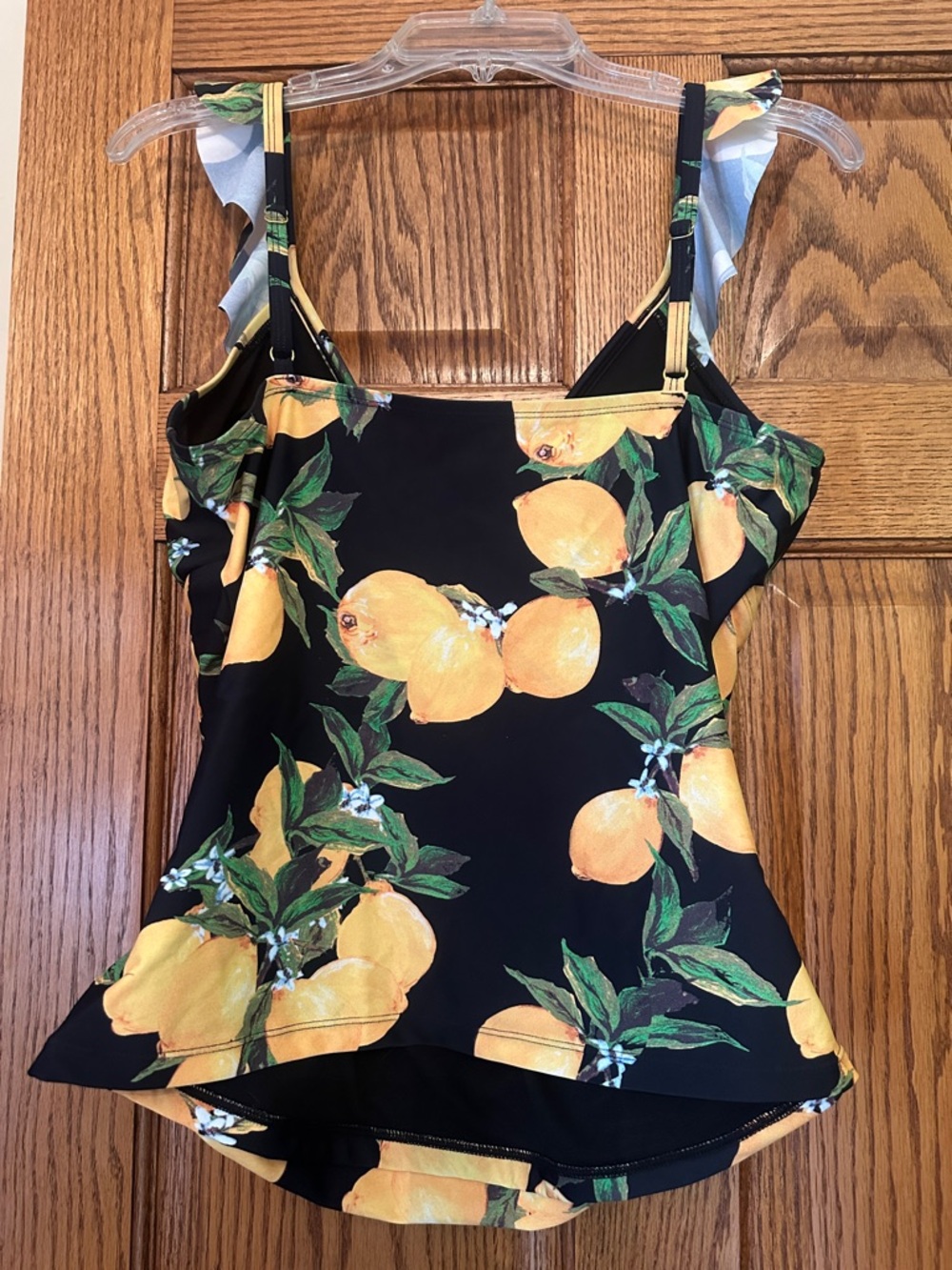 Black Lemon Print Ruffle Tankini - Picture 4 of 4
